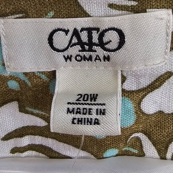 NWT Cato Orange Green Art Deco Linen Blend Boho A-Line Skirt 20W - Picture 8 of 11